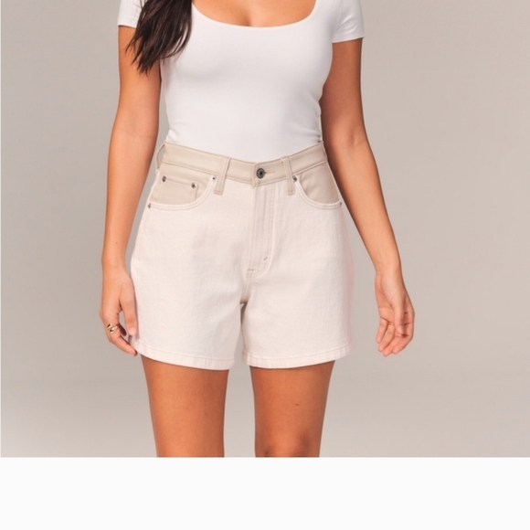 Abercrombie Fitch Faux Leather & Denim High Waist Shorts  Size 28 Urban Boho - Picture 2 of 9